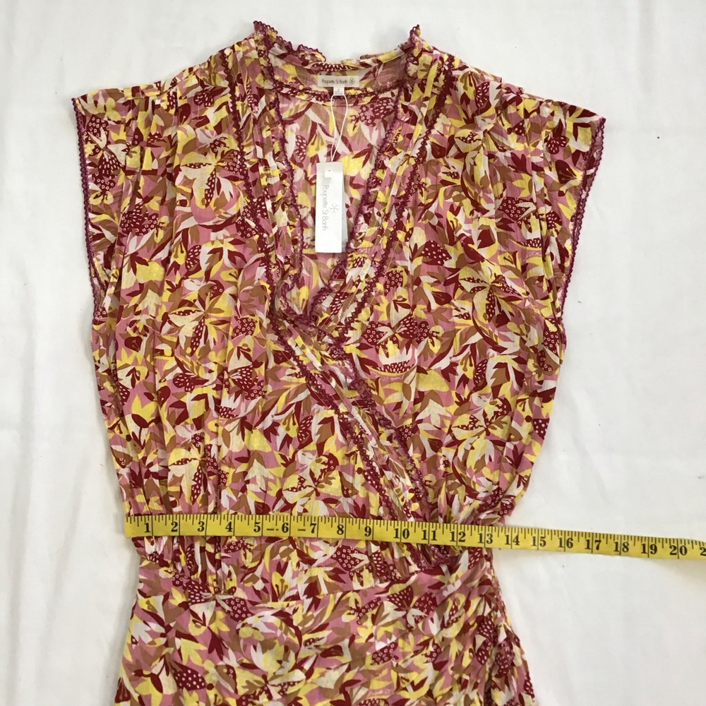 Poupette St Barth Women Elegant Mini Dress S Pink Yellow Floral - Picture 12 of 14